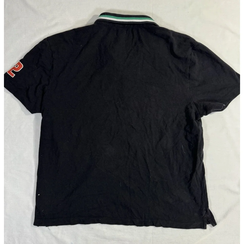 True Religion Men SZ XL Polo Sport Shirt Black Graphic Short Sleeve Logo